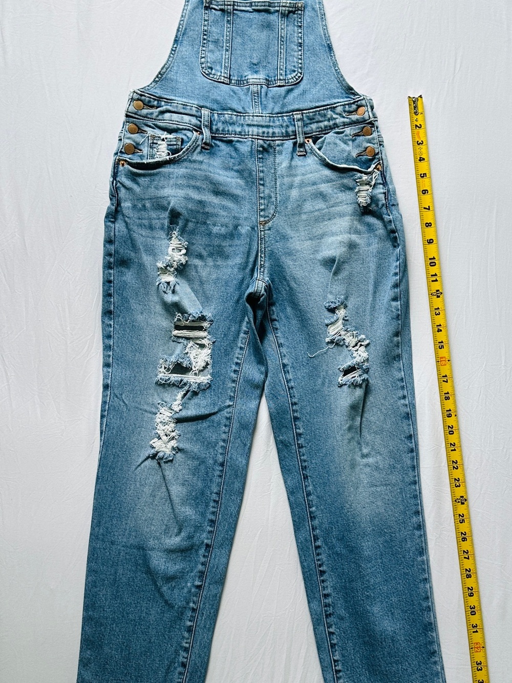 Universal Thread Light Blue Distressed Denim Overalls